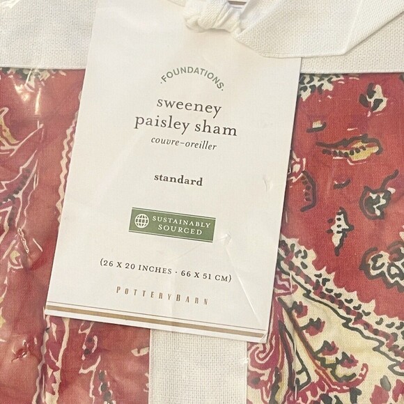 Pottery Barn Sweeney Paisley quilted standard sham multi New pillow red - Picture 3 of 9